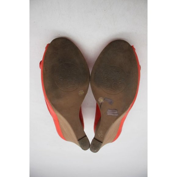 Tory Burch Amanda Women’s Size 7.5 M Leather High Wedge Open Toe Shoes - Picture 5 of 12